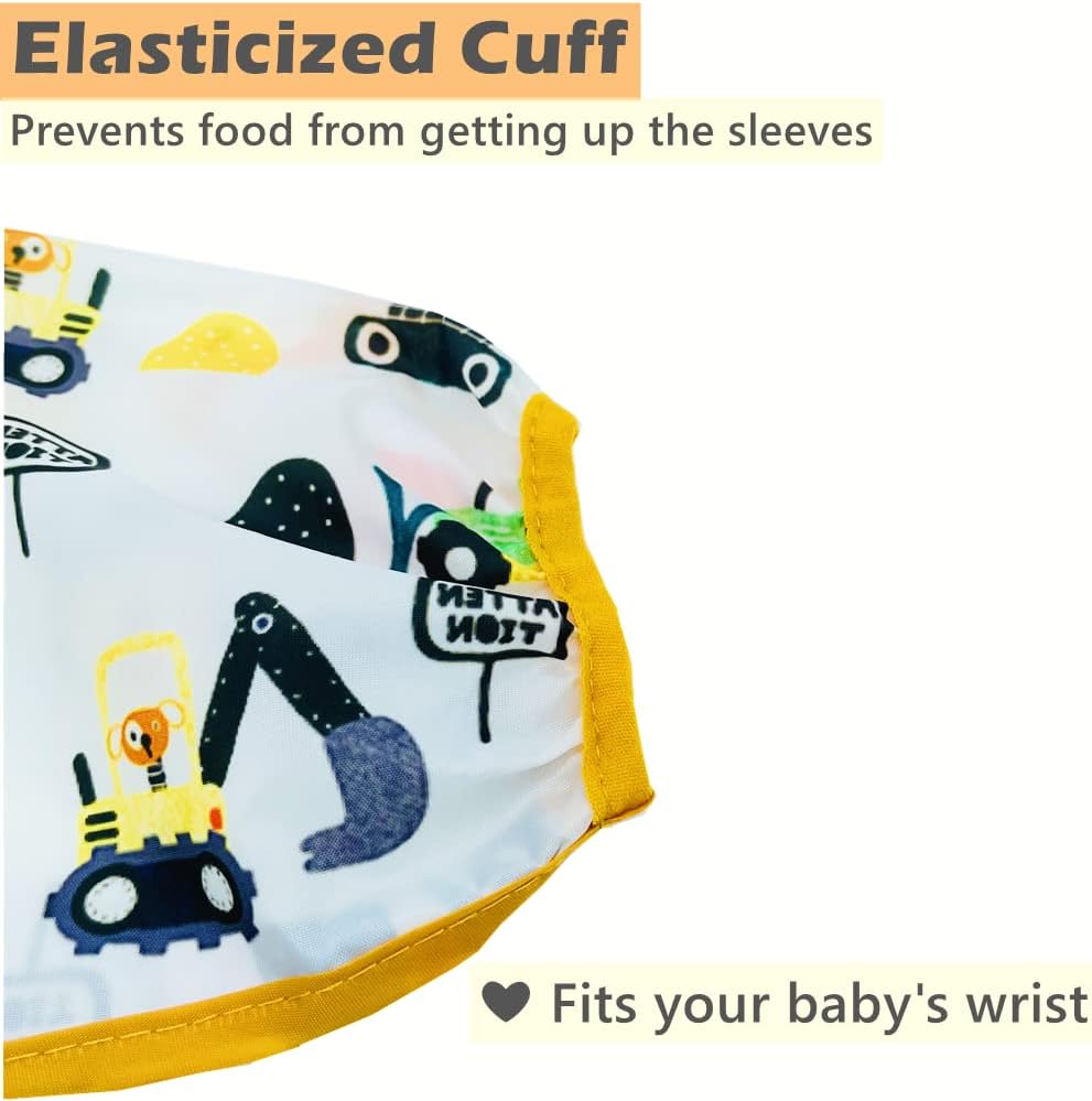 Haimoburg 3 Pcs Waterproof Long Sleeves Baby Bibs Weaning Smock Bib 3-24 Months - Image 5